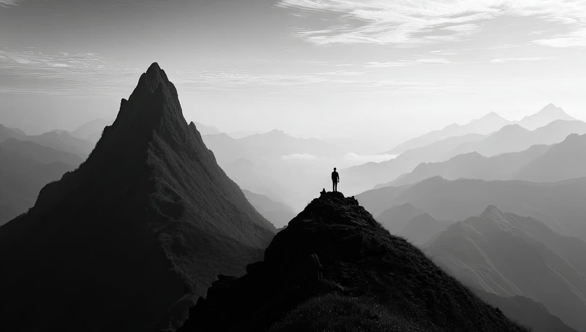 man standing on mountain