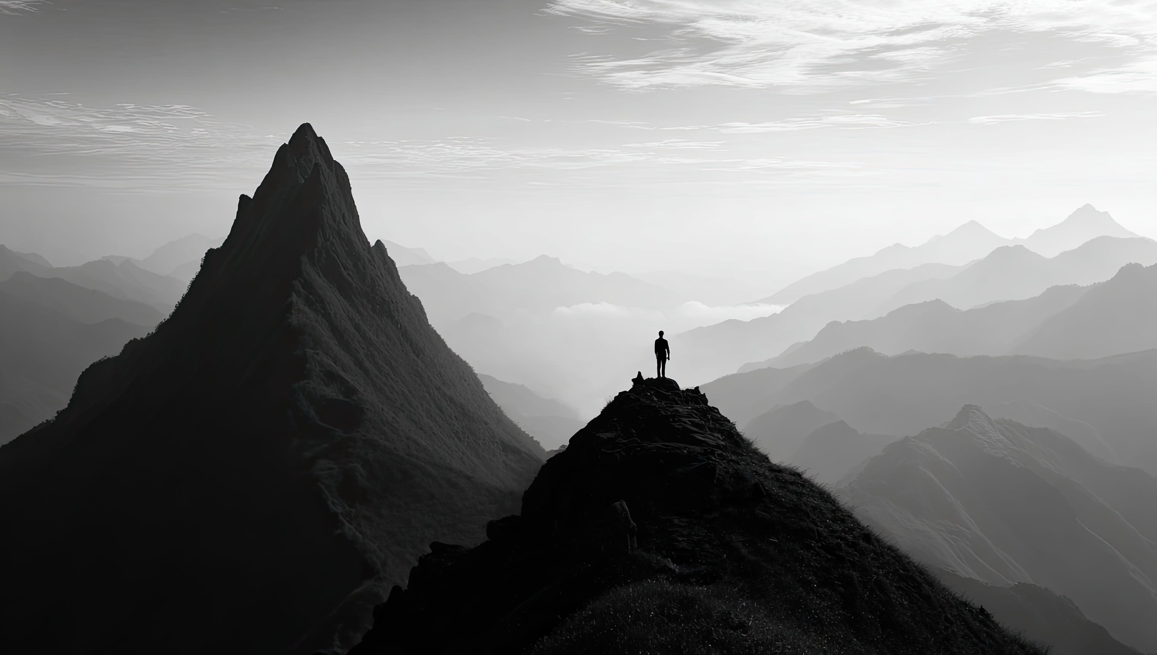 man standing on mountain