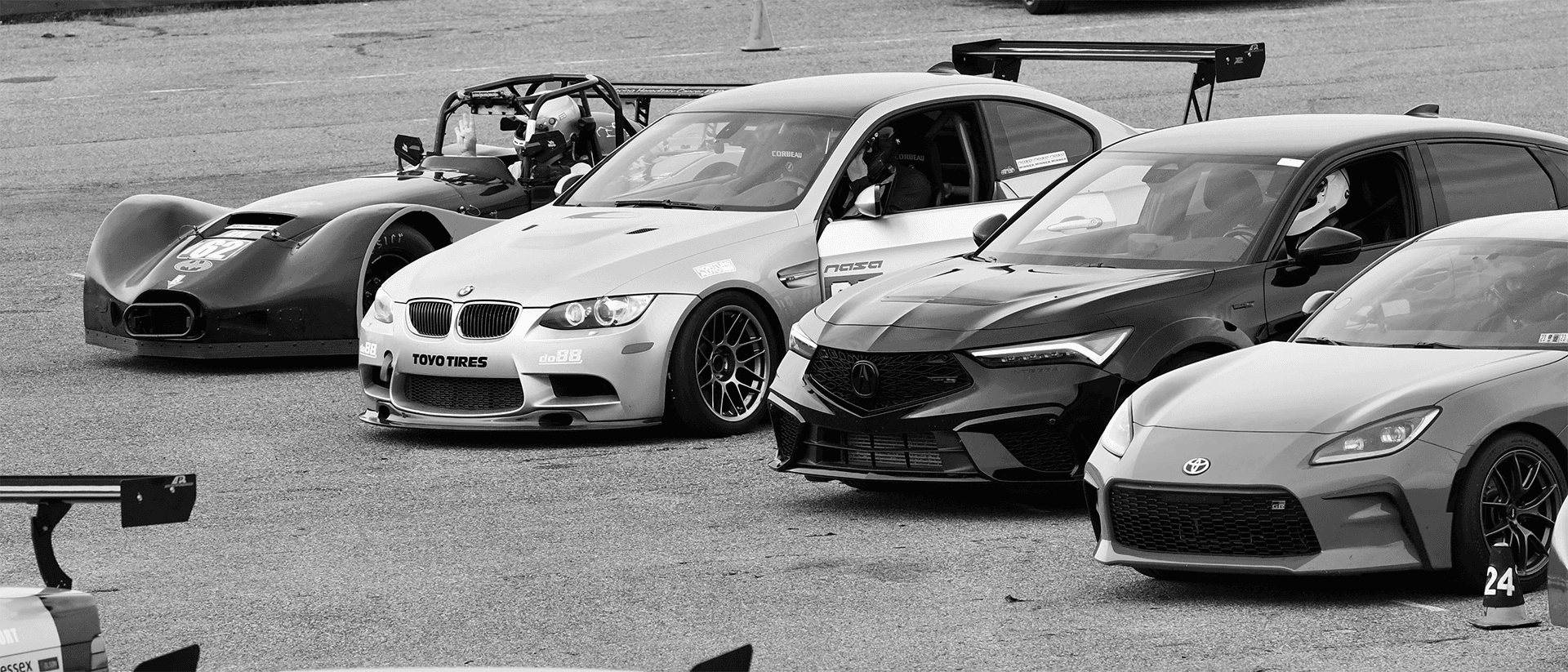 Cars waiting to go on track
