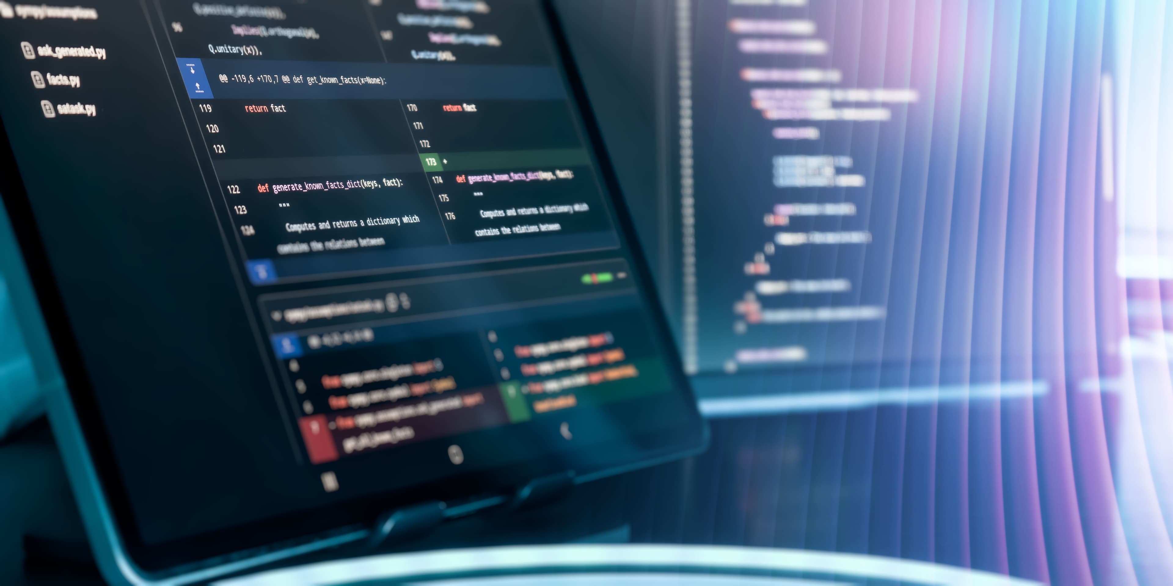 Computer screen showing code diff