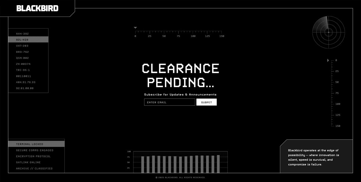 Blackbird RD Coming Soon page screenshot